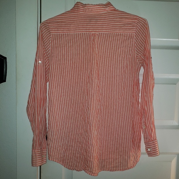 Pink and white striped J. Crew button down - Picture 2 of 5